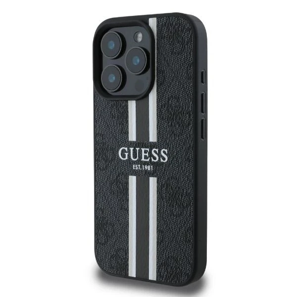 Guess 4G Printed Stripes MagSafe Apple iPhone 16 Pro Max - dėklas telefonui juodos spalvos