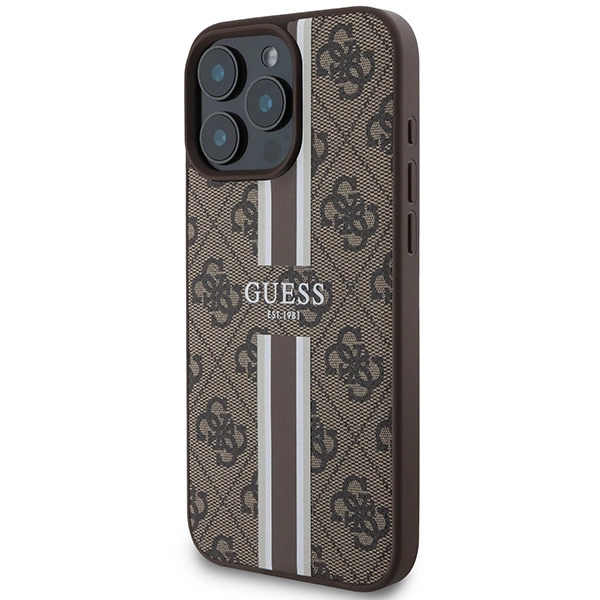 Guess 4G Printed Stripes MagSafe Apple iPhone 16 Pro Max - dėklas telefonui rudos spalvos