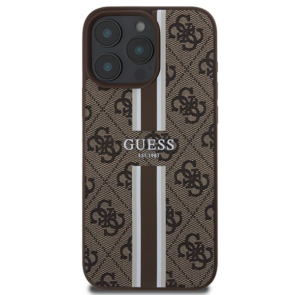 Guess 4G Printed Stripes MagSafe Apple iPhone 16 Pro Max - dėklas telefonui rudos spalvos