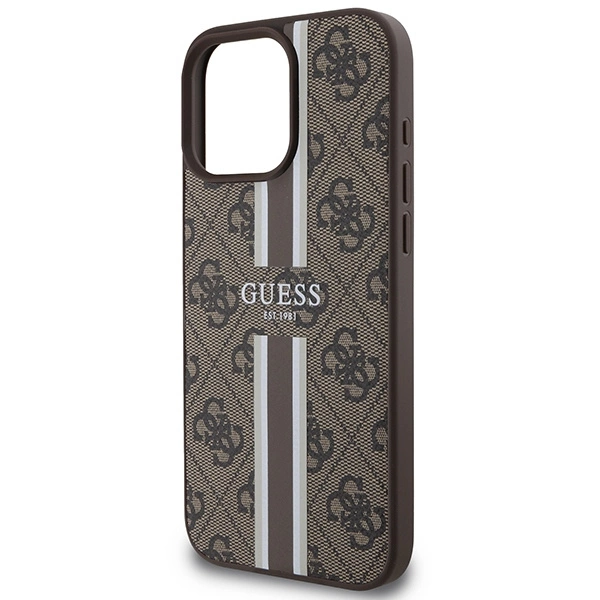 Guess 4G Printed Stripes MagSafe Apple iPhone 16 Pro Max - dėklas telefonui rudos spalvos