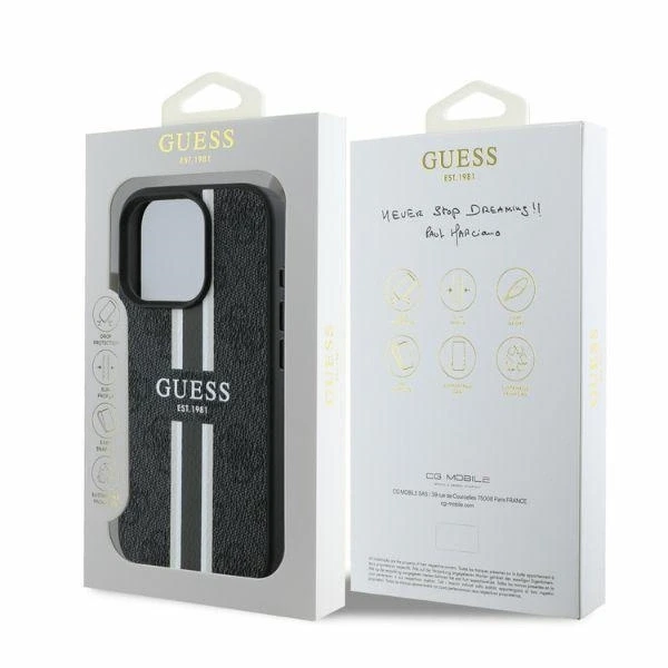 Guess 4G Printed Stripes MagSafe Apple iPhone 16 Pro Max - dėklas telefonui juodos spalvos