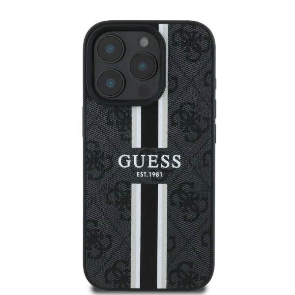 Guess 4G Printed Stripes MagSafe Apple iPhone 16 Pro Max - dėklas telefonui juodos spalvos