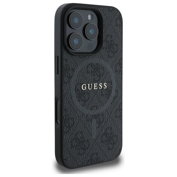 Guess PU Leather 4G Colored Ring MagSafe Apple iPhone 16 Pro Max dėklas telefonui juodos spalvos