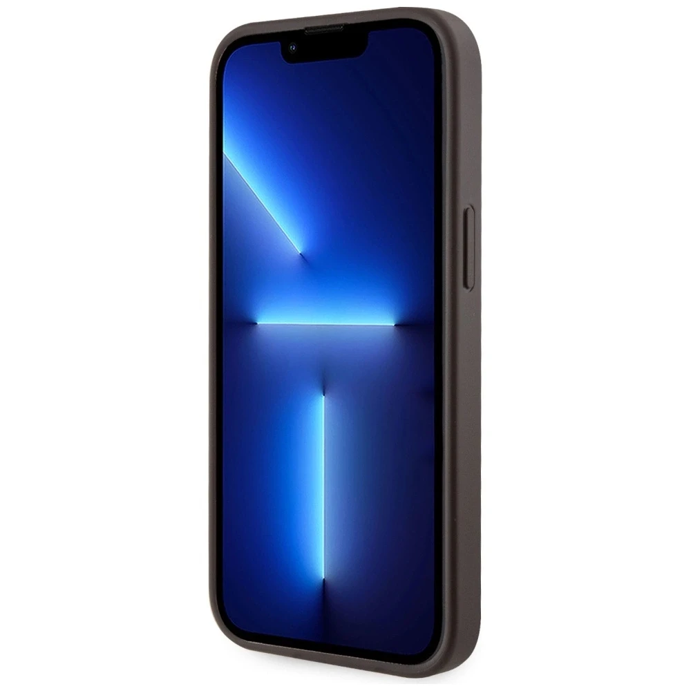 Dėklas Guess 4G Stripes with wallet Magsafe Apple iPhone 15 rudos spalvos