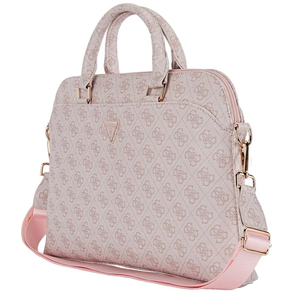 Guess 4G Zipper Pocket Triangle Logo 15" Nešiojamas kompiuteris Bag - Rožinė