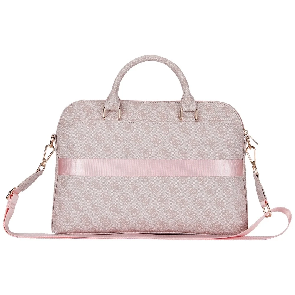 Guess 4G Zipper Pocket Triangle Logo 15" Nešiojamas kompiuteris Bag - Rožinė