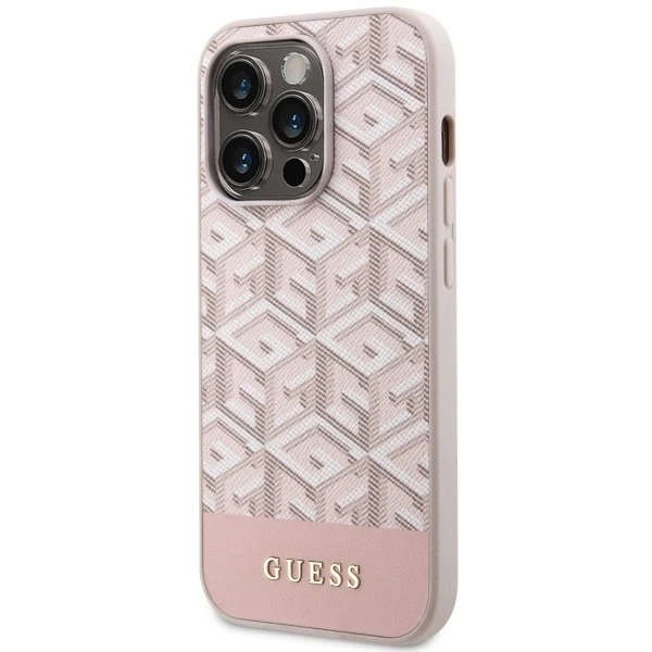 Dėklas GUESS GUHMP14XHGCFSEP IPHONE 14 PRO MAX 6.7 "Rožinis/Rožinis HARD CASE GCUBE STRIPES MAGSAFE