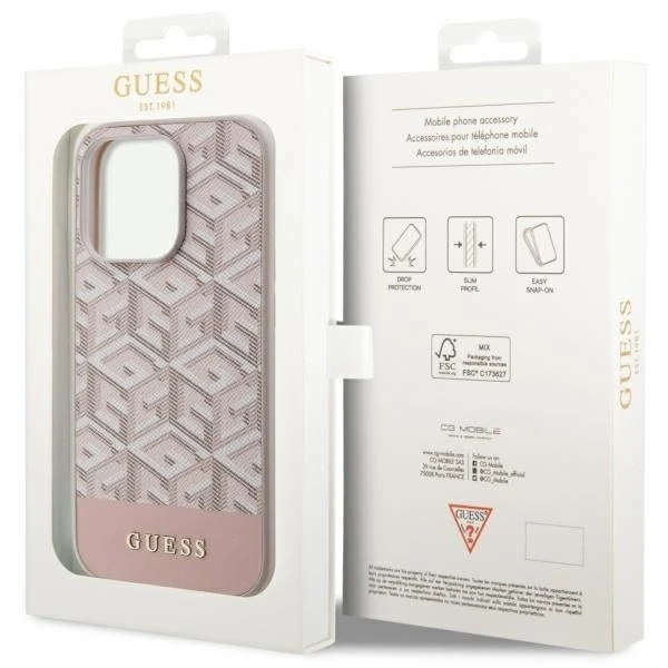 Dėklas GUESS GUHMP14XHGCFSEP IPHONE 14 PRO MAX 6.7 "Rožinis/Rožinis HARD CASE GCUBE STRIPES MAGSAFE