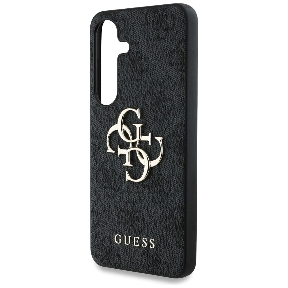 Guess PU 4G Metal Logo dėklas skirtas Samsung Galaxy S25 pilkos spalvos