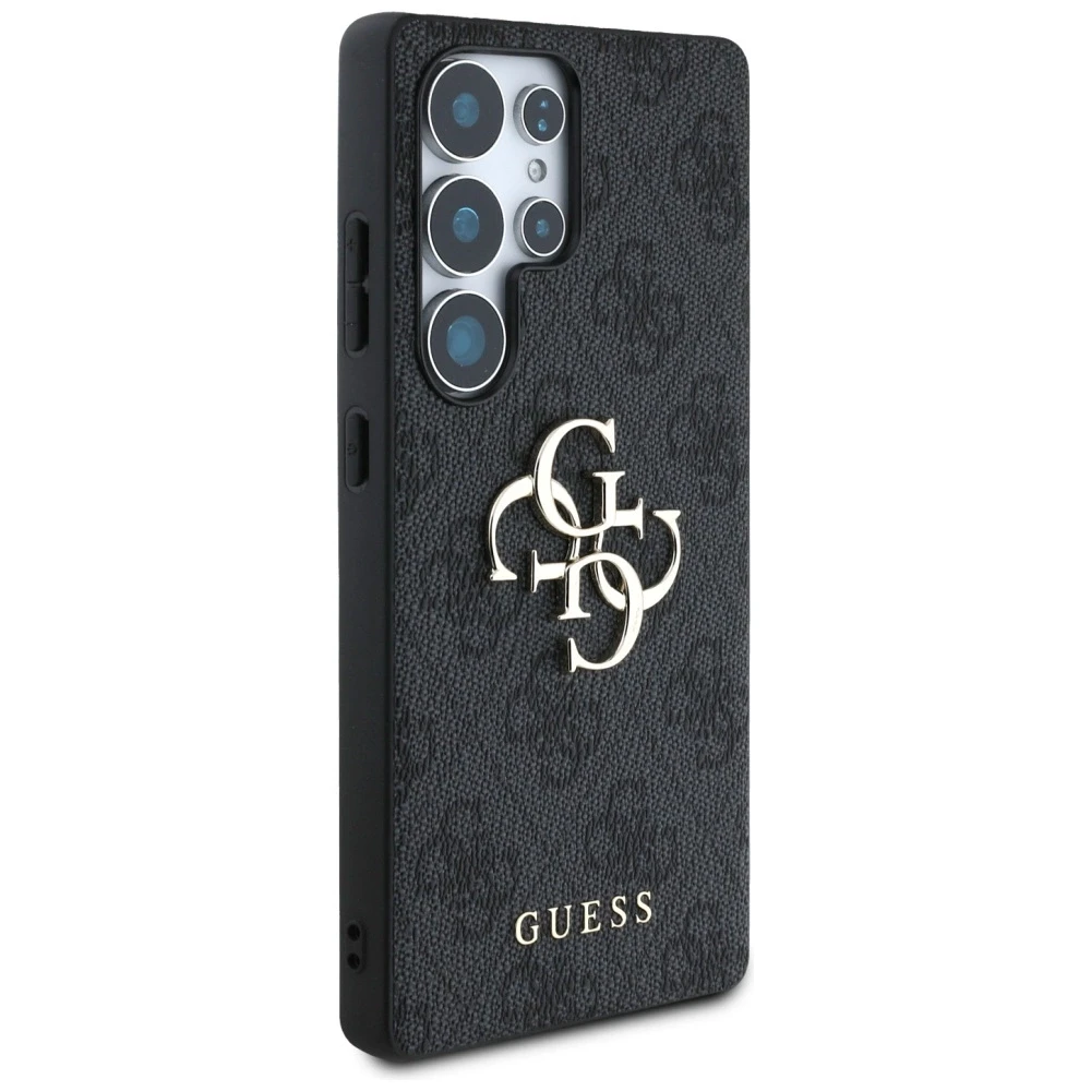 Guess PU 4G Metal Logo dėklas skirtas Samsung Galaxy S25 Ultra pilkos spalvos