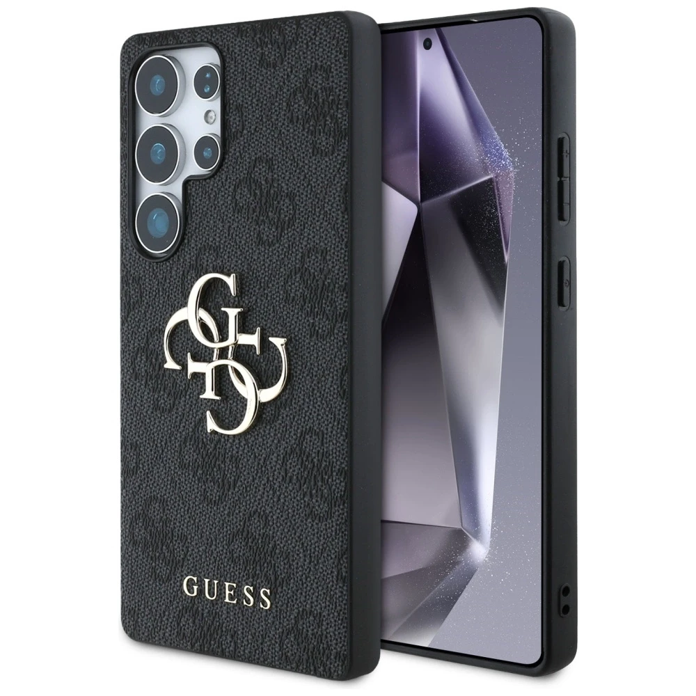 Guess PU 4G Metal Logo dėklas skirtas Samsung Galaxy S25 Ultra pilkos spalvos