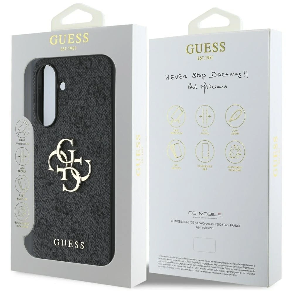 GUESS dėklas skirtas Samsung Galaxy A56 GUHCSA564GMGGR (4G PU Big Logo) juodos spalvos