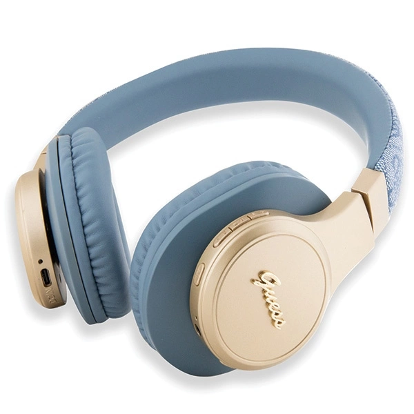 "Guess" "Bluetooth" ausinės GUBH604GEMB mėlynas 4G PU oda su metaliniu logotipu