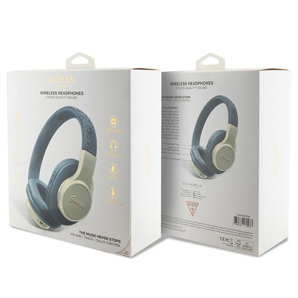 "Guess" "Bluetooth" ausinės GUBH604GEMB mėlynas 4G PU oda su metaliniu logotipu