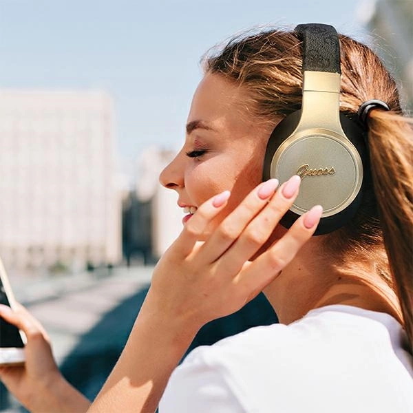 GUESS belaidės ausinės bluetooth GUBH604GEMK (4G Script) juodos spalvos