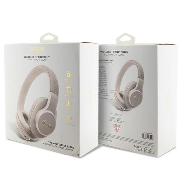 GUESS belaidės ausinės bluetooth GUBH604GEMP (4G Script) rožinė