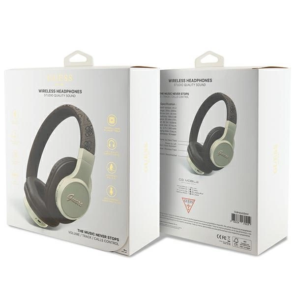Guess Bluetooth on-ear ausinės GUBH604GEMW rudos spalvos 4G Script