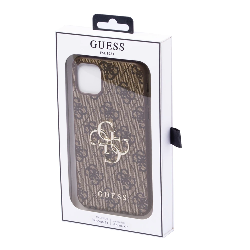Guess Apple iPhone 11 / XR from the 4G Big Metal Logo series – dėklas telefonui rudos spalvos