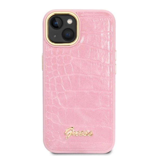 Dėklas GUESS GUHCP14SHGCRHP IPHONE 14/15/13 6.1 "Rožinis / Rožinis HARDCASE CROCO COLLECTION