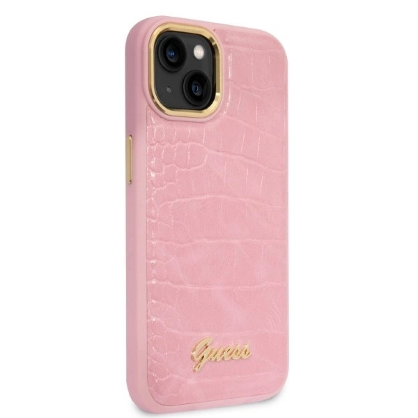 Dėklas GUESS GUHCP14SHGCRHP IPHONE 14/15/13 6.1 "Rožinis / Rožinis HARDCASE CROCO COLLECTION