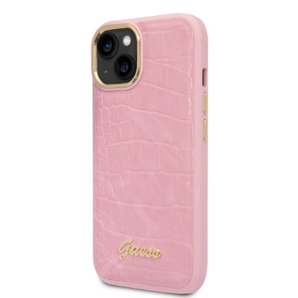 Dėklas GUESS GUHCP14SHGCRHP IPHONE 14/15/13 6.1 "Rožinis / Rožinis HARDCASE CROCO COLLECTION