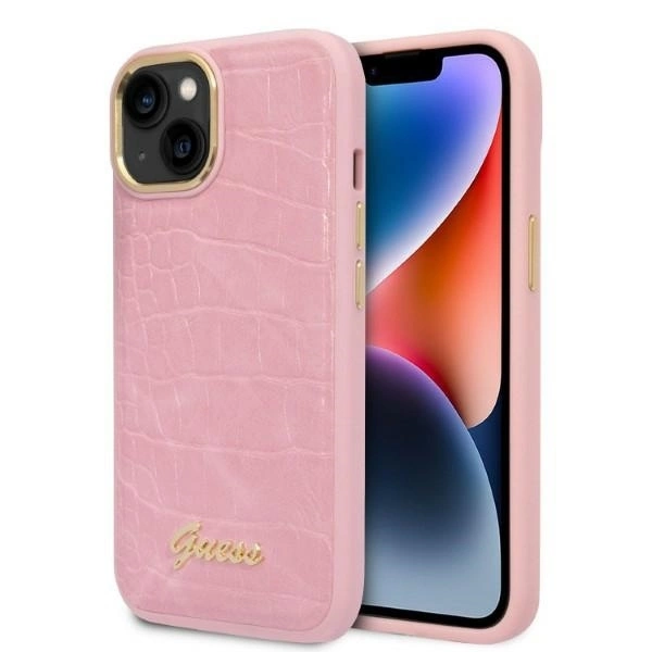 Dėklas GUESS GUHCP14SHGCRHP IPHONE 14/15/13 6.1 "Rožinis / Rožinis HARDCASE CROCO COLLECTION