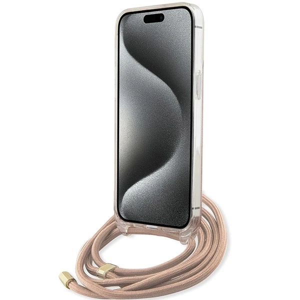 Dėklas GUESS GUHCP15XHC4SEP IPHONE 15 PRO MAX 6.7 "Rožinis/Rožinis HARDCASE CROSSBODY CORD 4G PRINT