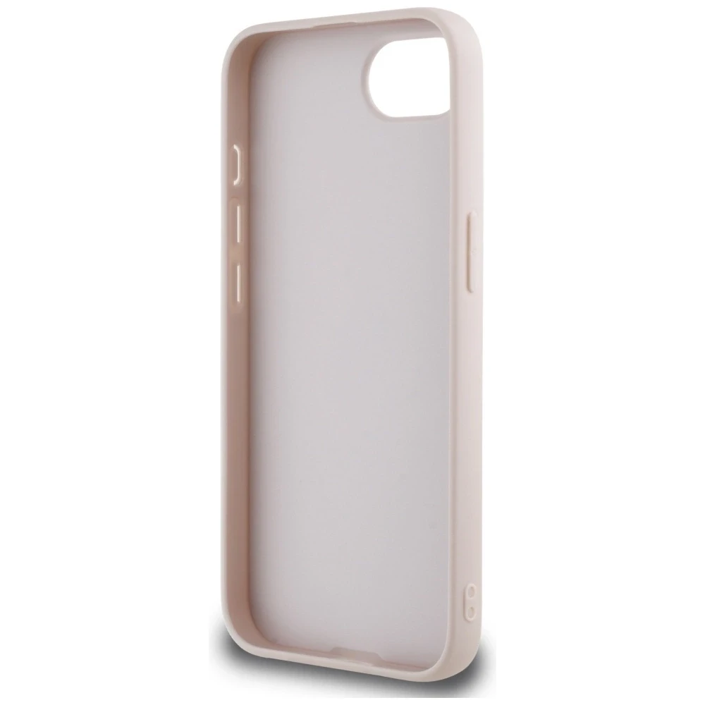 Guess PU Fixed Glitter 4G Metal Logo Apple iPhone 16e dėklas telefonui rožinės spalvos