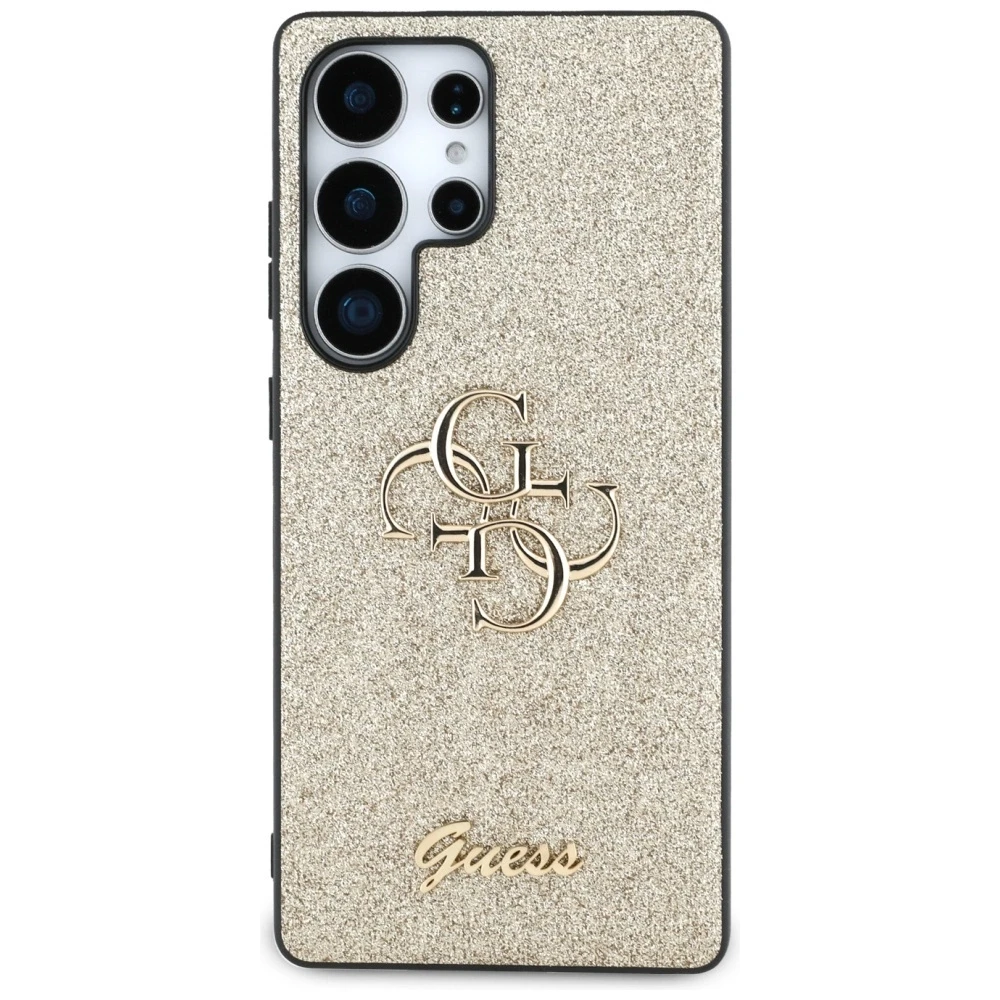 GUESS dėklas skirtas Samsung Galaxy S25 Ultra GUHCS25LHG4SGD (Fixed Glitter Big 4G) aukso spalvos