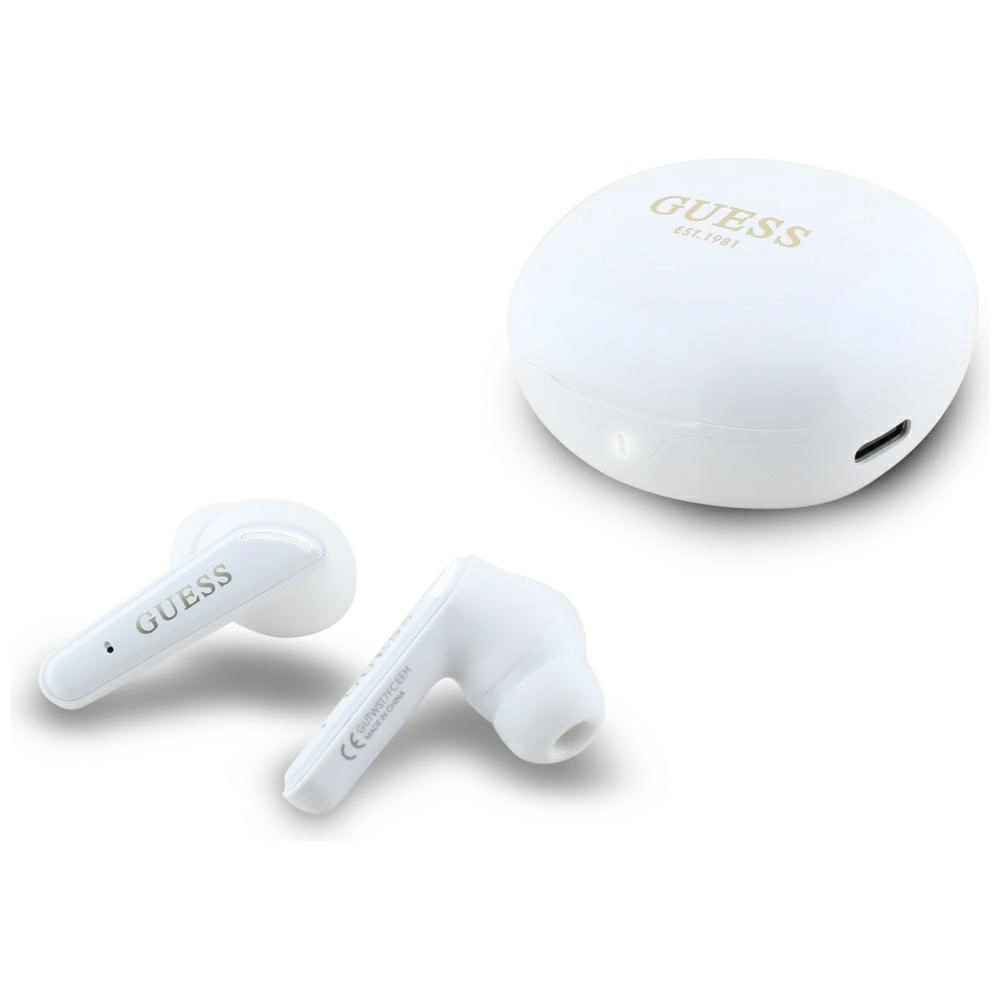 TWS ausinės Guess Flat Classic Logo Electroplated baltos