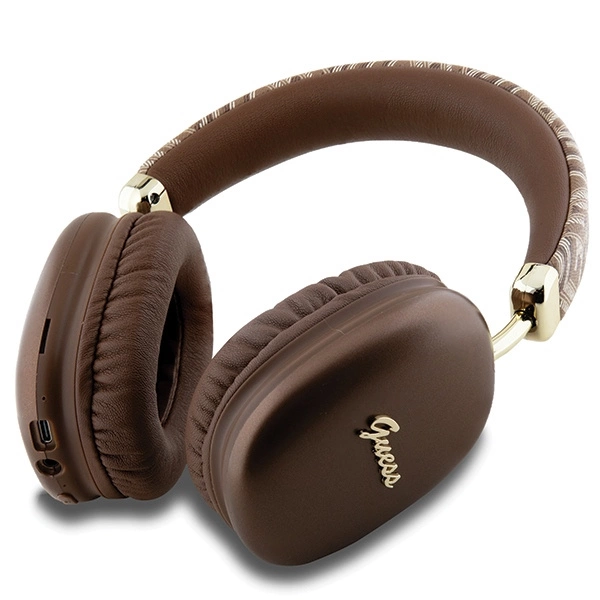 Guess GCube Metallic Script Logo Bluetooth belaidės ausinės - rudos spalvos