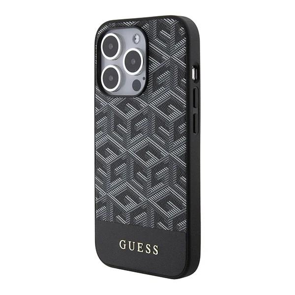 Dėklas GUESS GUHMP15LHGCFSEK IPHONE 15 PRO 6.1 "Juodas/Juodas HARDCASE GCUBE STRIPES MAGSAFE