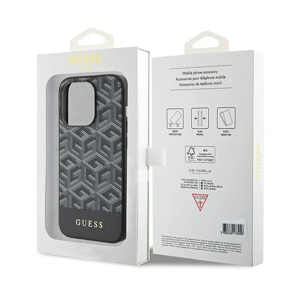 Dėklas GUESS GUHMP15LHGCFSEK IPHONE 15 PRO 6.1 "Juodas/Juodas HARDCASE GCUBE STRIPES MAGSAFE