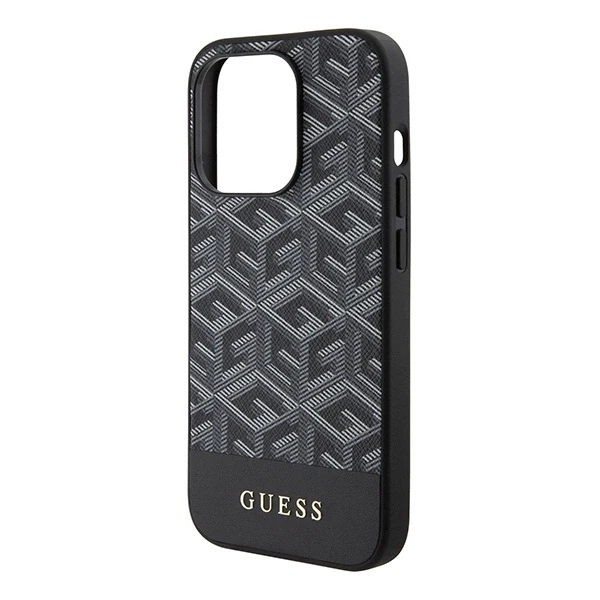 Dėklas GUESS GUHMP15LHGCFSEK IPHONE 15 PRO 6.1 "Juodas/Juodas HARDCASE GCUBE STRIPES MAGSAFE