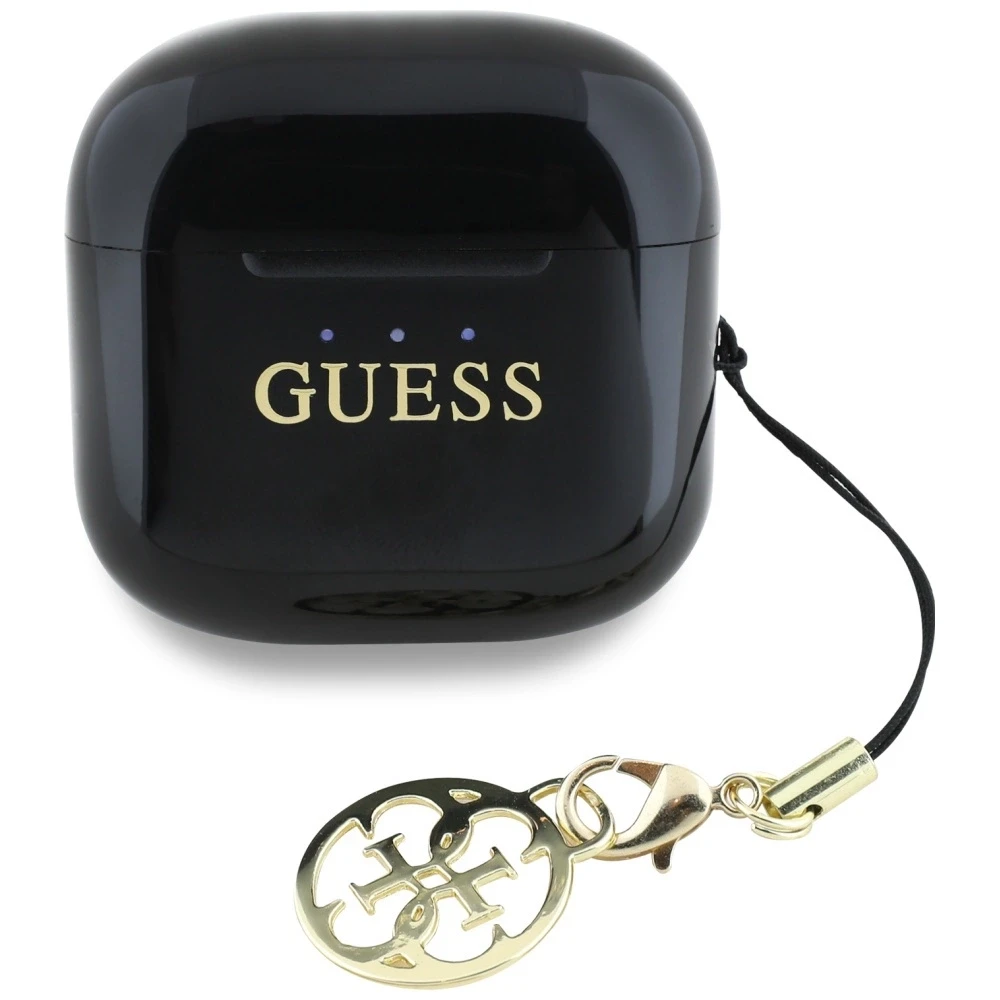 Ausinės TWS Guess Glossy Effect Printed Classic Logo & Charm juodos spalvos