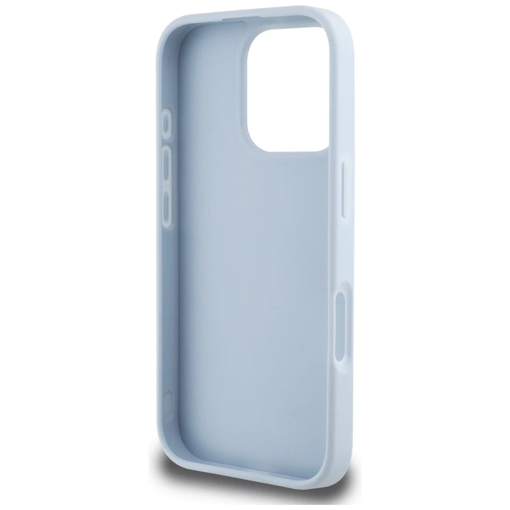 Guess Grained Big 4G Logo Small Classic Logo Apple iPhone 16 Pro dėklas telefonui mėlynos spalvos