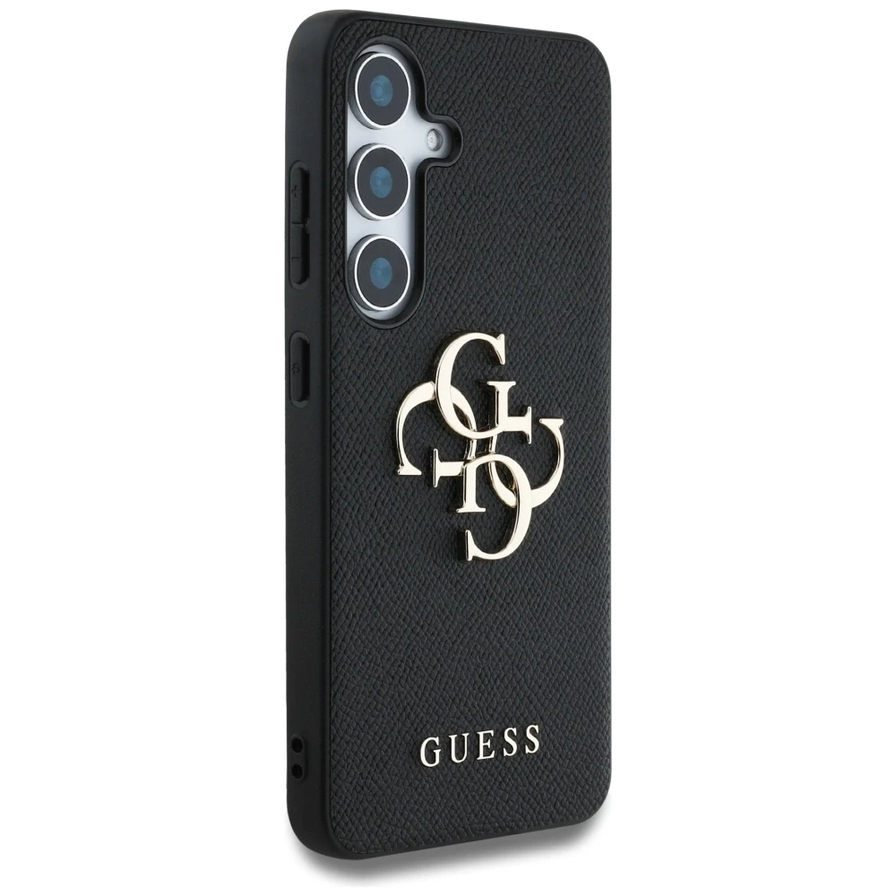 GUESS dėklas skirtas Samsung Galaxy S25 GUHCS25SPGT4MBK (PU Grained Big 4G and Classic Logo) juodos spalvos