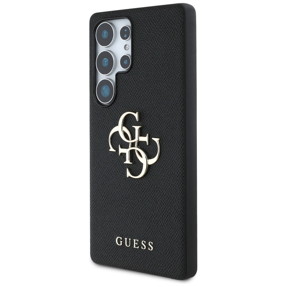 Guess Grained Big 4G Logo Small Classic Logo Samsung Galaxy S25 Ultra dėklas telefonui juodos spalvos