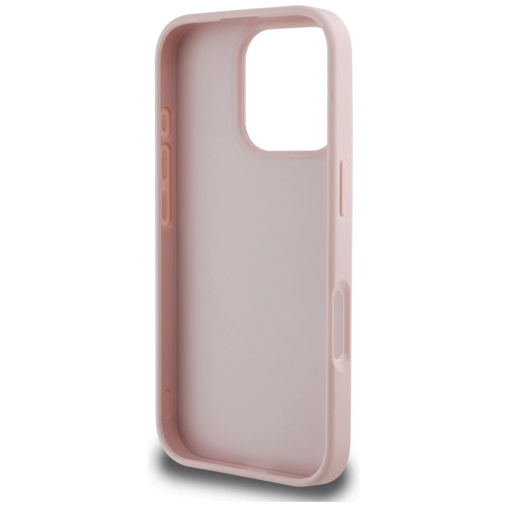 Dėklas Guess Grained Big 4G Logo Small Classic Logo Apple iPhone 16 Pro rožinės spalvos