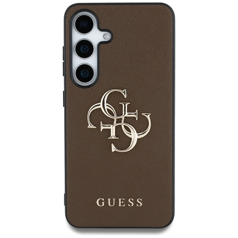 Dėklas Guess Grained Big 4G Logo Small Classic Logo to Samsung Galaxy S25 Plus rudos spalvos