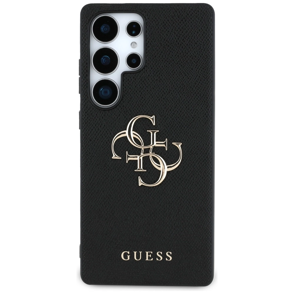 Guess Grained Big 4G Logo Small Classic Logo Samsung Galaxy S25 Ultra dėklas telefonui juodos spalvos