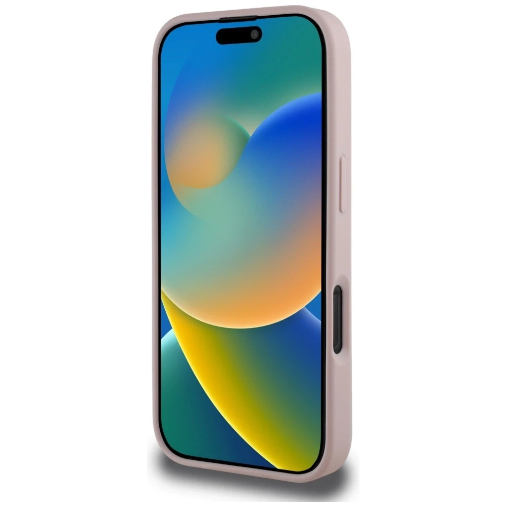 Dėklas Guess Grained Big 4G Logo Small Classic Logo Apple iPhone 16 Pro rožinės spalvos