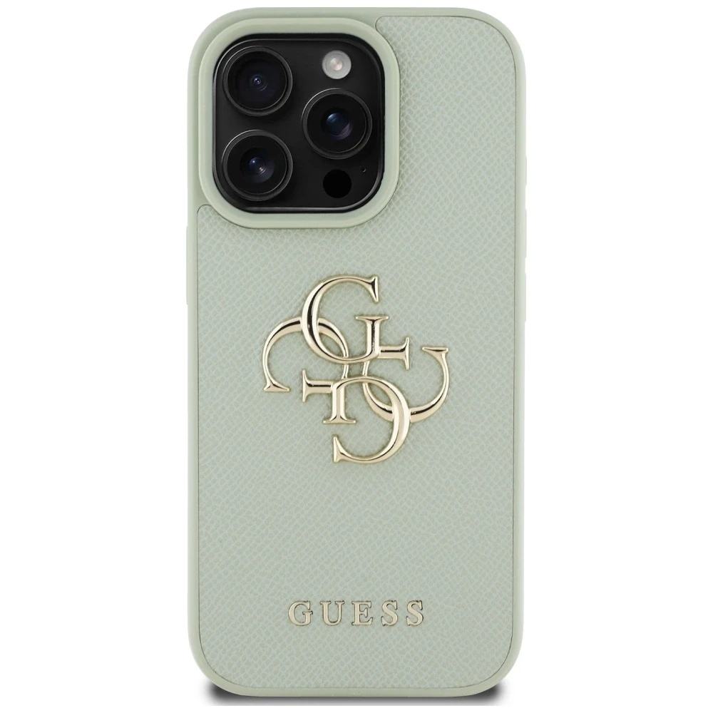 Dėklas Guess Grained Big 4G Logo Small Classic Logo Apple iPhone 16 Pro žalias