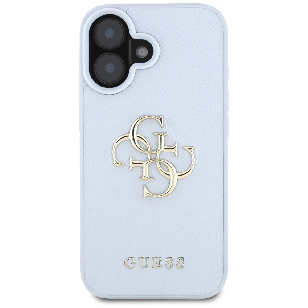 Dėklas Guess Grained Big 4G Logo Small Classic Logo Apple iPhone 16 mėlynas