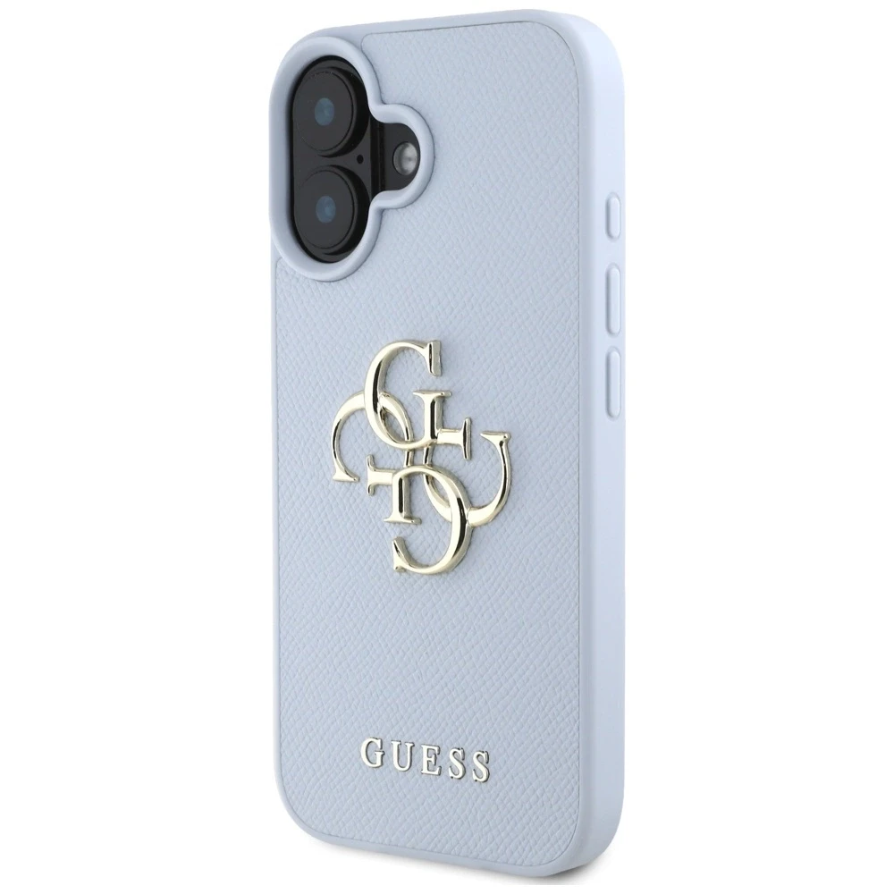 Dėklas Guess Grained Big 4G Logo Small Classic Logo Apple iPhone 16 mėlynas