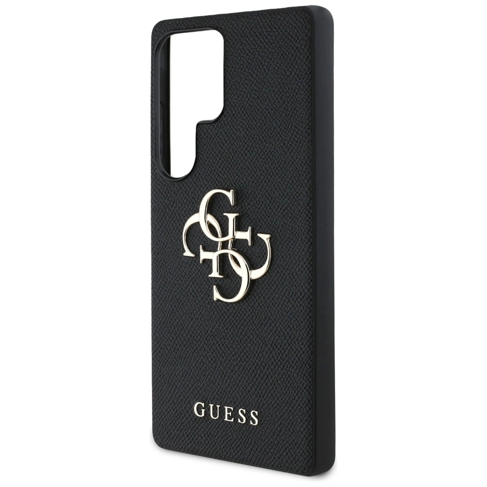 Guess Grained Big 4G Logo Small Classic Logo Samsung Galaxy S25 Ultra dėklas telefonui juodos spalvos