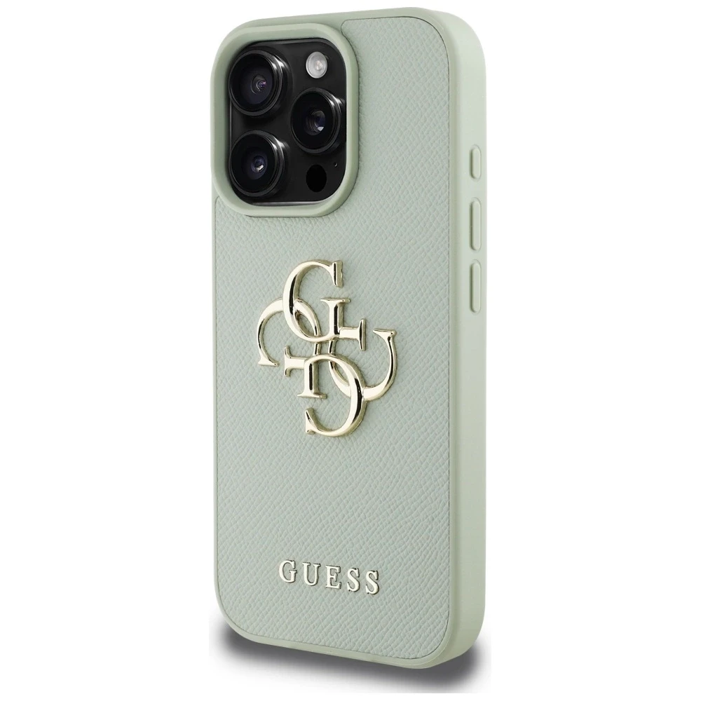 Dėklas Guess Grained Big 4G Logo Small Classic Logo Apple iPhone 16 Pro Max žalias