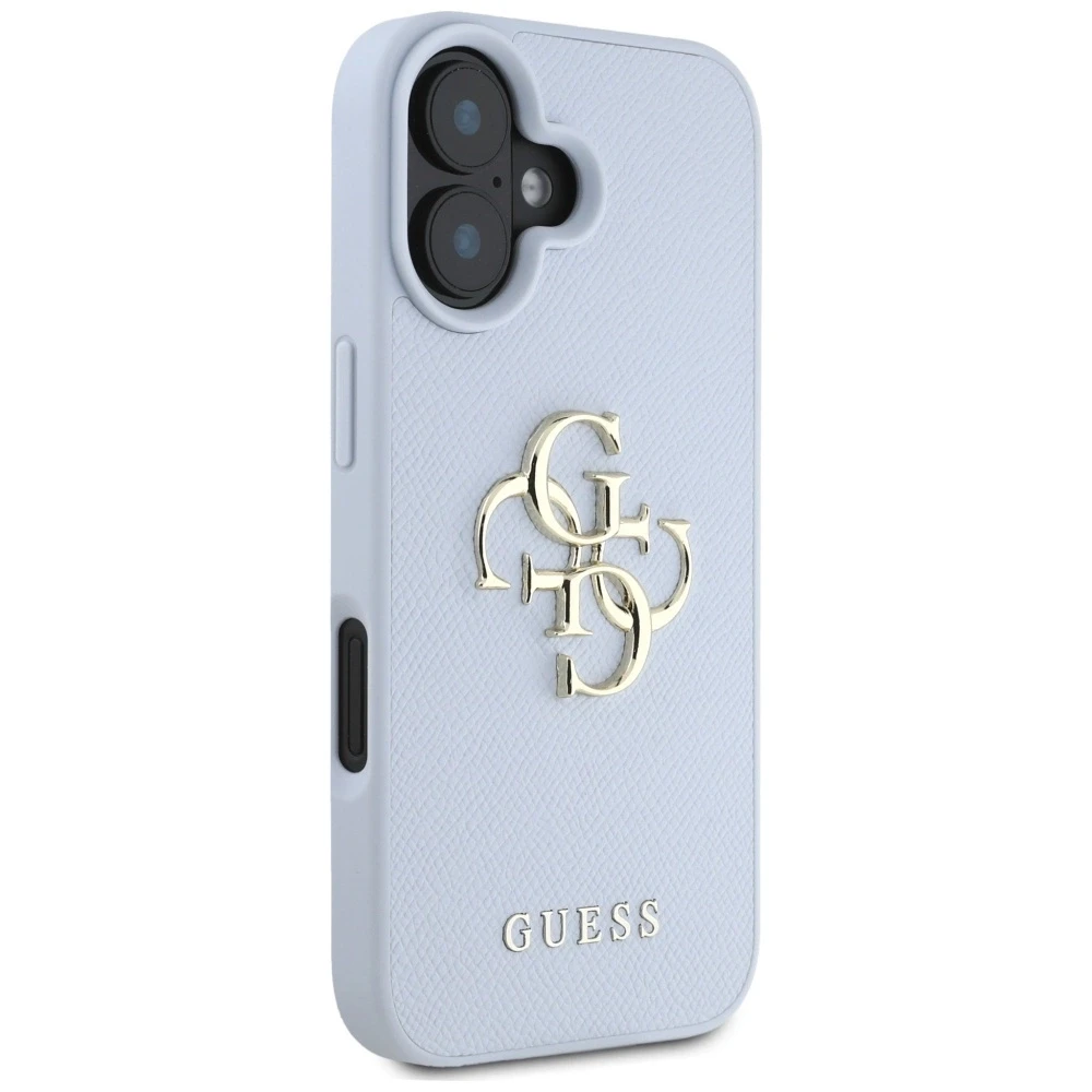 Dėklas Guess Grained Big 4G Logo Small Classic Logo Apple iPhone 16 mėlynas