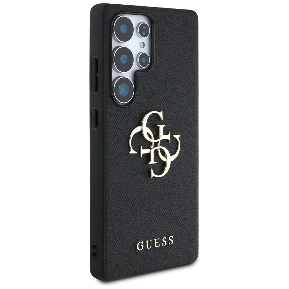 Guess Grained Big 4G Logo Small Classic Logo Samsung Galaxy S25 Ultra dėklas telefonui juodos spalvos