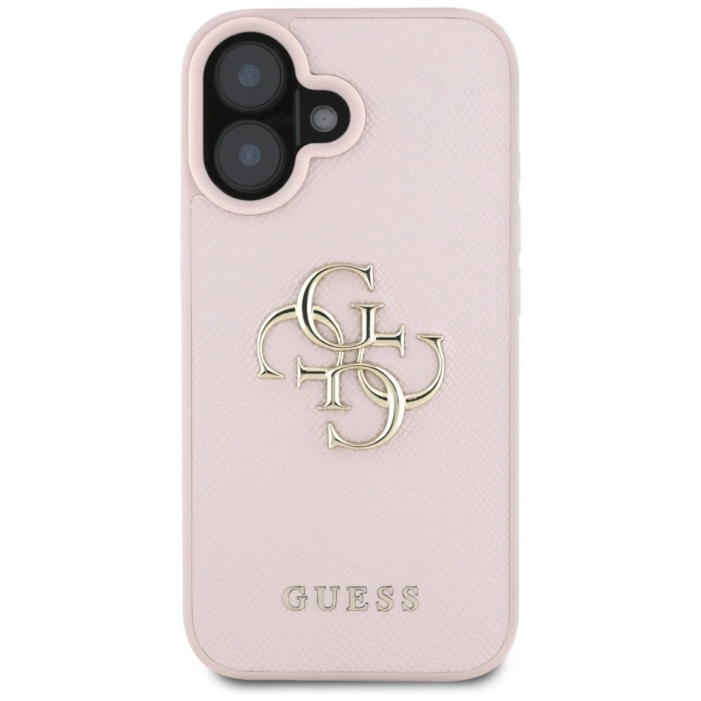 Dėklas Guess Grained Big 4G Logo Small Classic Logo Apple iPhone 16 rožinės spalvos